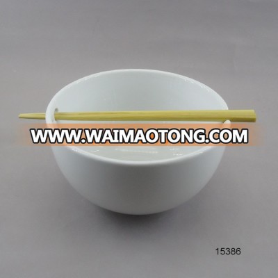 wholesale white porcelain noodle bowl with chopsticks