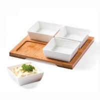 English personalized dessert serving 3 inch square 4 pcs ceramic white bowl