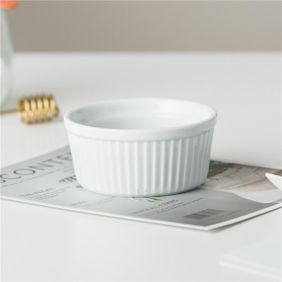 Porcelain Creme Brulee Ramekin, 4 oz Baking Dishfor Souffle, Custard, Pudding, Desserts