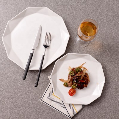 Hotel used irregular shape cheap fine quality white dinner plate for banquet