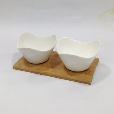 Flower shape hotel serving tray round stackable nut snack bowl set