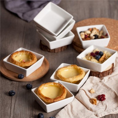 Western popular durable small french pudding bowls white color dinnerware  porcelain bowl set