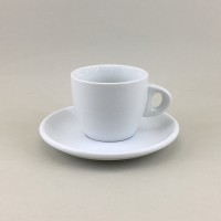 Customized size white fine coffee porcelain cup and saucer for sale