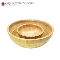 Sustainable Natural Wooden Kitchen Utensils Fruit Vegetables Large and Small Household Bowl Set Bamboo Salad Bowl